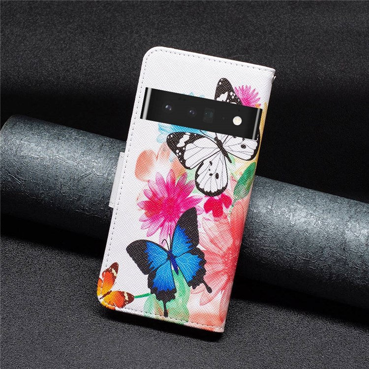 BF Pattern Printing Leather Series-1 for Google Pixel 7 Pro 5G Leather Phone Case with Stand Wallet - Two Butterflies