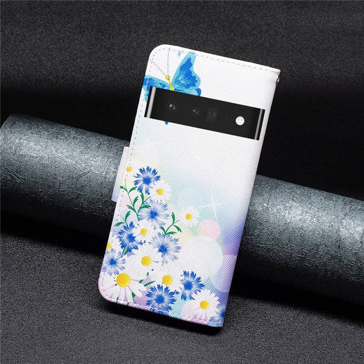 BF Pattern Printing Leather Series-1 for Google Pixel 7 Pro 5G Leather Phone Case with Stand Wallet - Butterfly and Flowers