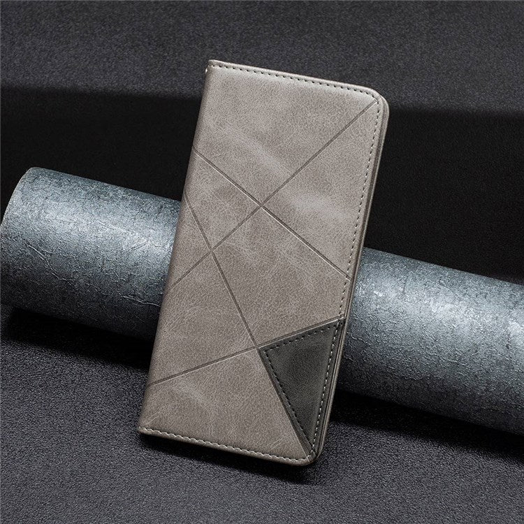 BF Imprinting Pattern Series-1 for Google Pixel 7 Pro 5G PU Leather Flip Cover Rhombus Pattern Imprinte Stand Phone Case with Card Holder - Grey