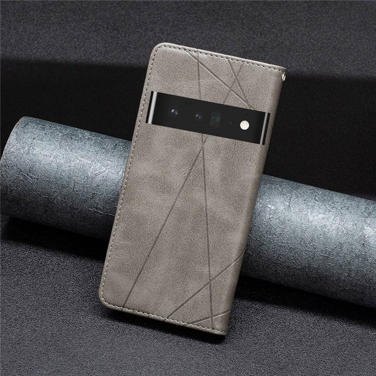 BF Imprinting Pattern Series-1 for Google Pixel 7 Pro 5G PU Leather Flip Cover Rhombus Pattern Imprinte Stand Phone Case with Card Holder - Grey