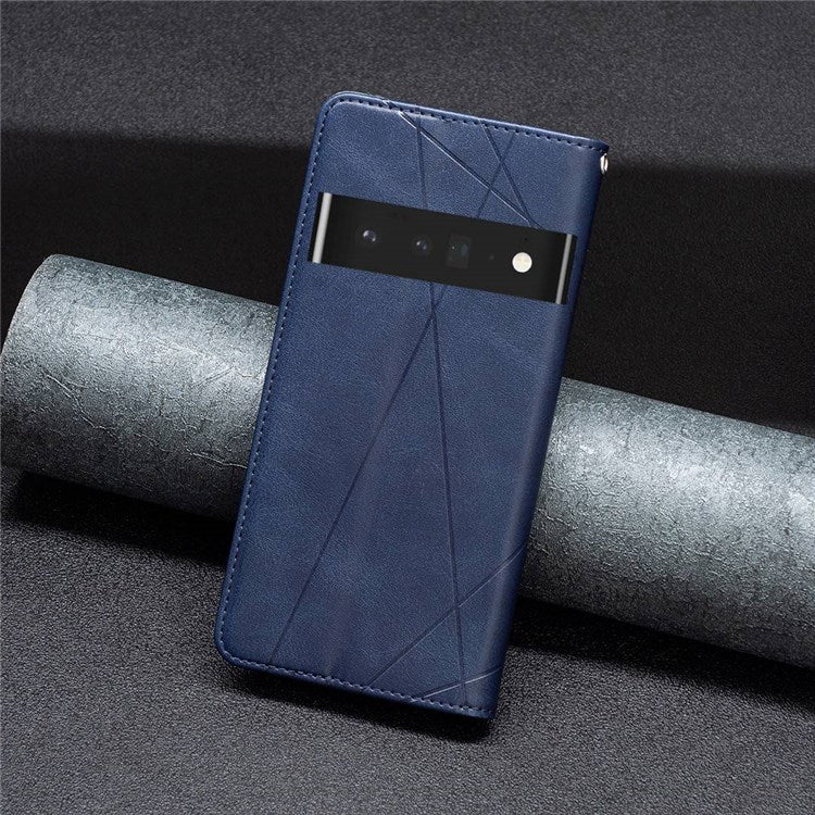 BF Imprinting Pattern Series-1 for Google Pixel 7 Pro 5G PU Leather Flip Cover Rhombus Pattern Imprinte Stand Phone Case with Card Holder - Blue