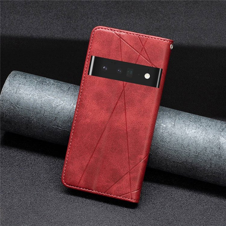 BF Imprinting Pattern Series-1 for Google Pixel 7 Pro 5G PU Leather Flip Cover Rhombus Pattern Imprinte Stand Phone Case with Card Holder - Red