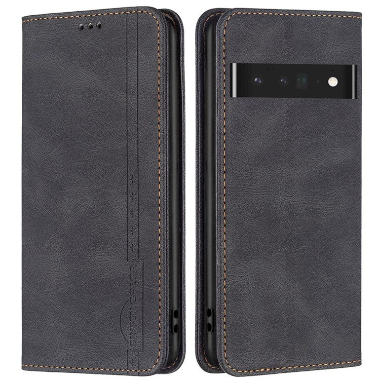 BINFEN COLOR BF Leather Series-5 for Google Pixel 7 Pro 5G RFID Blocking Wallet Phone CasePU Leather Stand Folio Cover - Black
