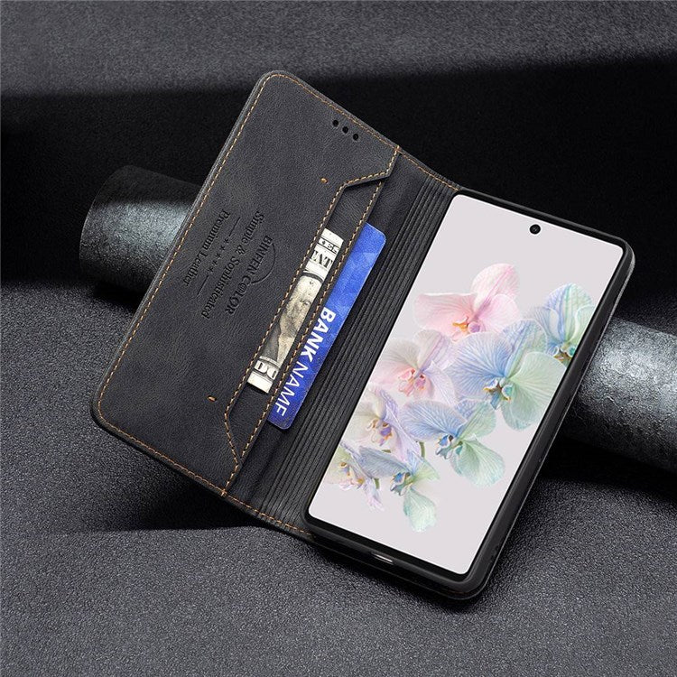 BINFEN COLOR BF Leather Series-5 for Google Pixel 7 Pro 5G RFID Blocking Wallet Phone CasePU Leather Stand Folio Cover - Black