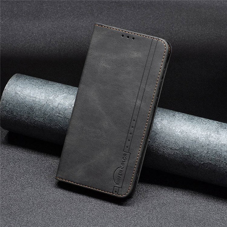 BINFEN COLOR BF Leather Series-5 for Google Pixel 7 Pro 5G RFID Blocking Wallet Phone CasePU Leather Stand Folio Cover - Black