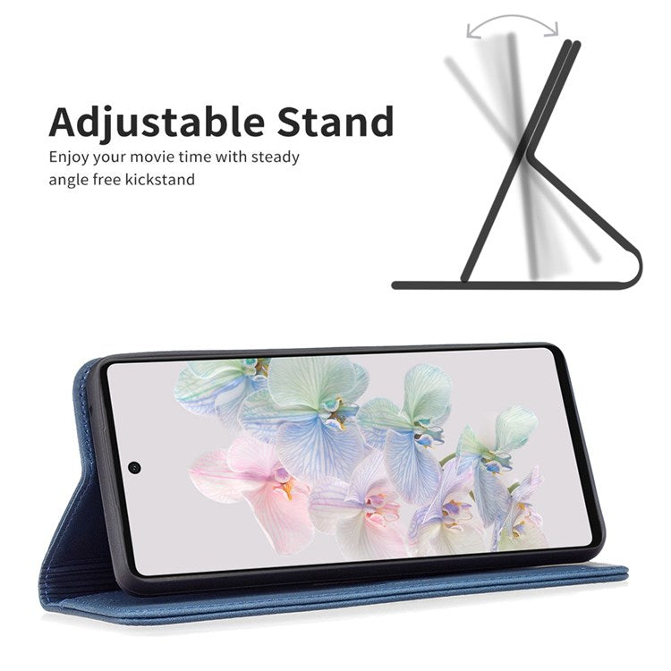 BINFEN COLOR BF Leather Series-5 for Google Pixel 7 Pro 5G RFID Blocking Wallet Phone Case PU Leather Stand Folio Cover - Blue