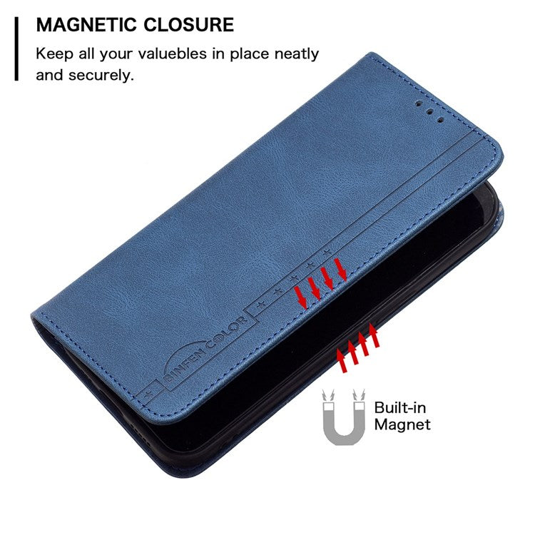 BINFEN COLOR BF Leather Series-5 for Google Pixel 7 Pro 5G RFID Blocking Wallet Phone Case PU Leather Stand Folio Cover - Blue