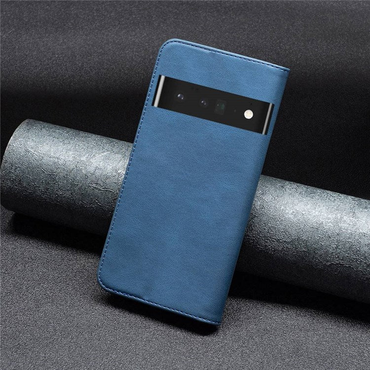 BINFEN COLOR BF Leather Series-5 for Google Pixel 7 Pro 5G RFID Blocking Wallet Phone Case PU Leather Stand Folio Cover - Blue