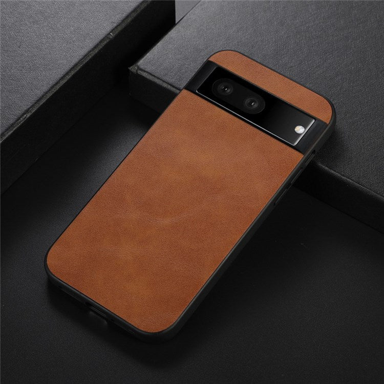 Textured PU Leather Coated Hybrid Case for Google Pixel 7, Slim Light Phone Back Cover Drop Protection Accessory - Brown