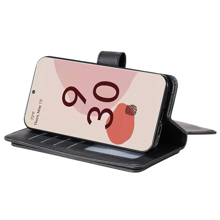 KT Multi-functional Series-1 for Google Pixel 7 Pro 5G Wallet Phone Case PU Leather 10 Card Slots Stand Folio Phone Cover - Black