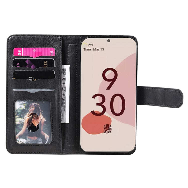 KT Multi-functional Series-1 for Google Pixel 7 Pro 5G Wallet Phone Case PU Leather 10 Card Slots Stand Folio Phone Cover - Black