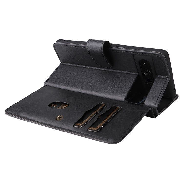 KT Multi-functional Series-1 for Google Pixel 7 Pro 5G Wallet Phone Case PU Leather 10 Card Slots Stand Folio Phone Cover - Black
