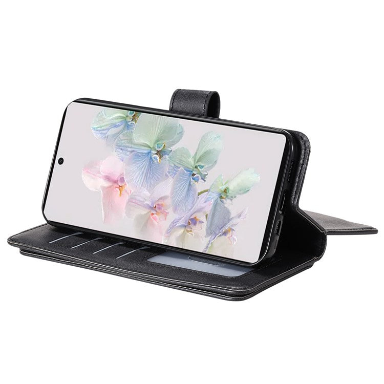 KT Multi-functional Series-1 for Google Pixel 7 PU Leather 10 Card Slots Folio Flip Cover Magnetic Closure Stand Wallet Phone Case - Black