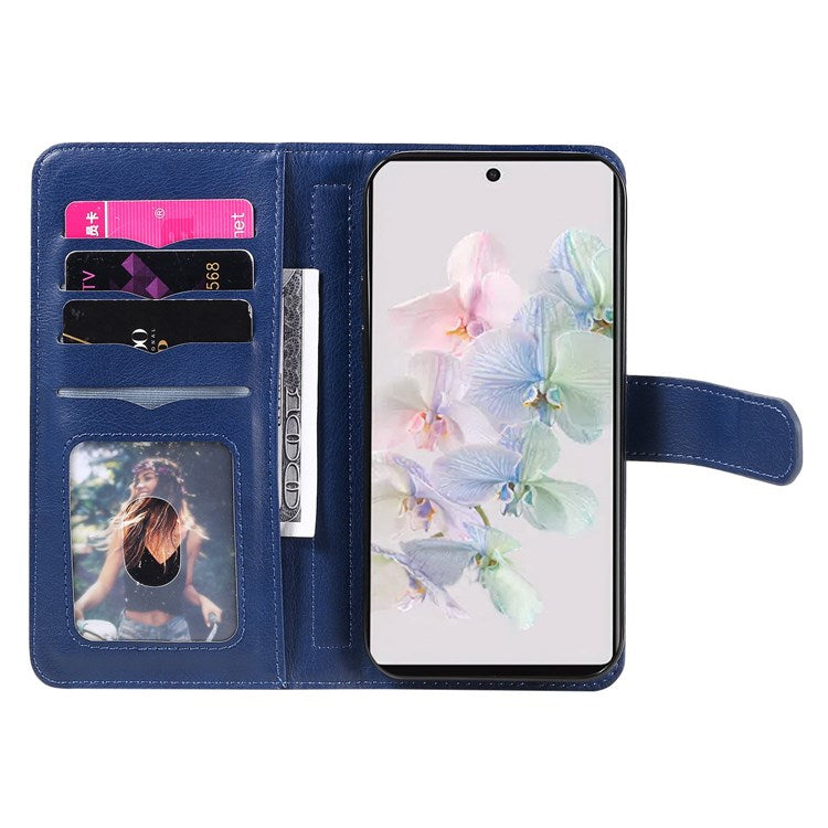 KT Multi-functional Series-1 for Google Pixel 7 PU Leather 10 Card Slots Folio Flip Cover Magnetic Closure Stand Wallet Phone Case - Dark Blue