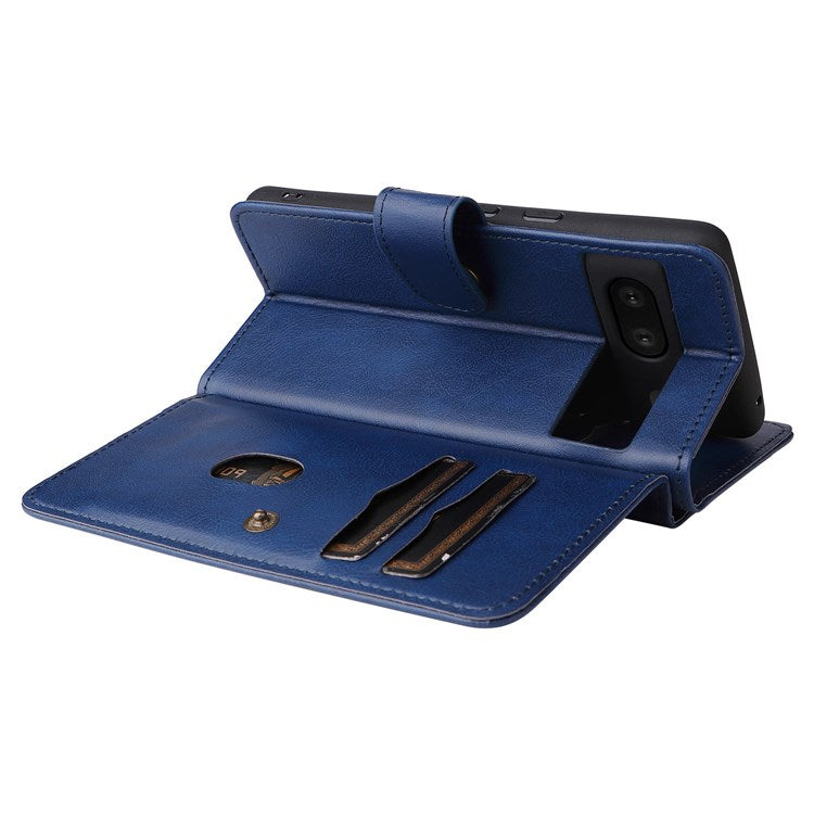 KT Multi-functional Series-1 for Google Pixel 7 PU Leather 10 Card Slots Folio Flip Cover Magnetic Closure Stand Wallet Phone Case - Dark Blue
