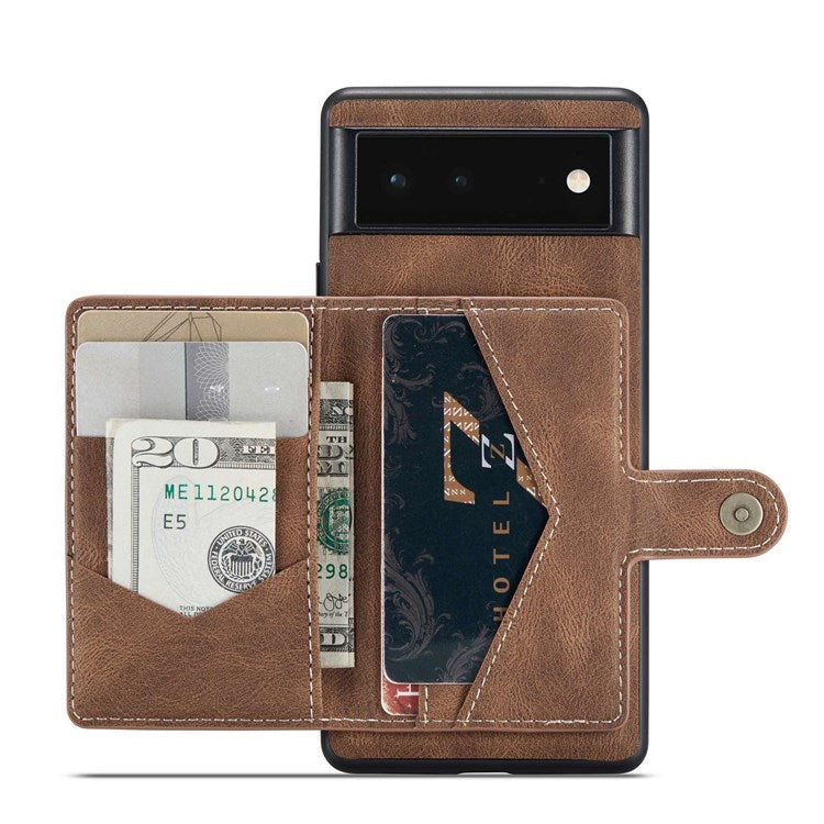 JEEHOOD Detachable Wallet Phone Case for Google Pixel 7, Kickstand PU Leather Coated TPU Shell - Brown