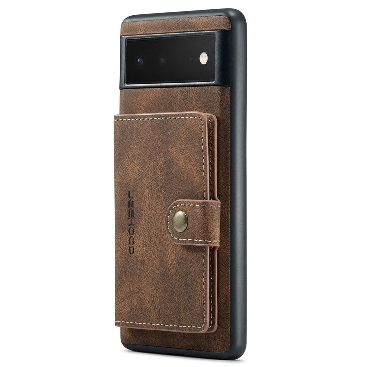 JEEHOOD Detachable Wallet Phone Case for Google Pixel 7, Kickstand PU Leather Coated TPU Shell - Brown