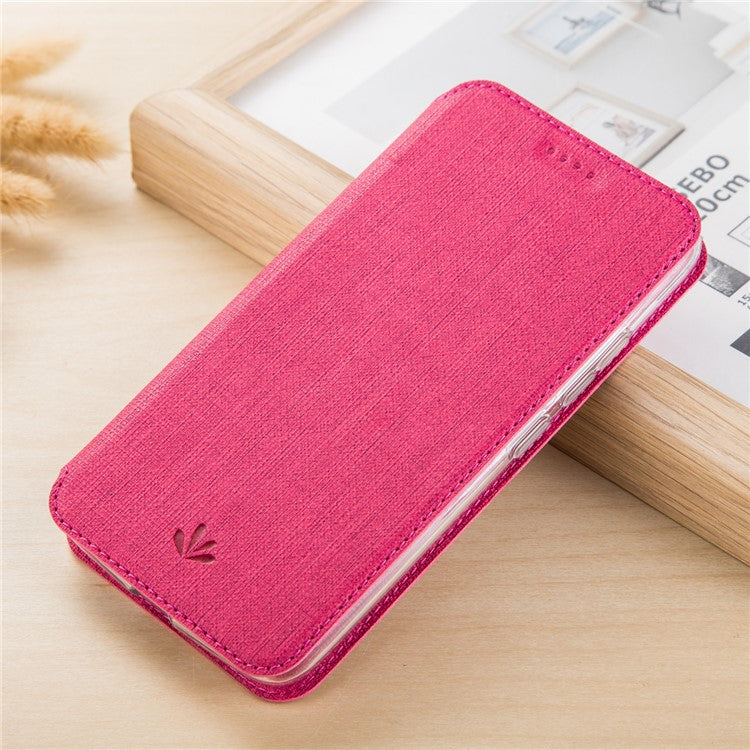 VILI DMX Cross Texture Card Holder Leather Stand Case for Asus Zenfone 5Z ZS620KL/5 ZE620KL - Rose