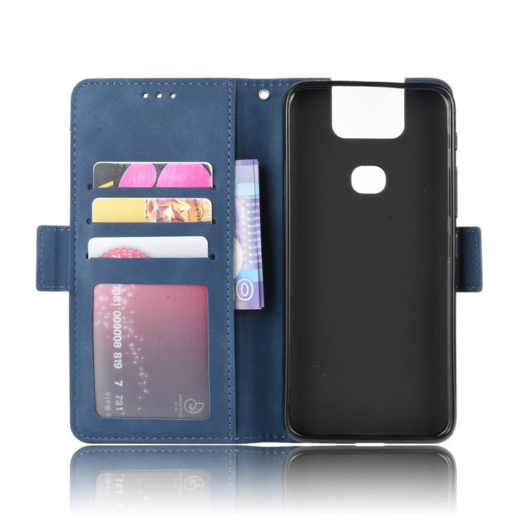 PU Leather Stand Wallet Phone Casing Cover for Asus Zenfone 6 ZS630KL - Blue
