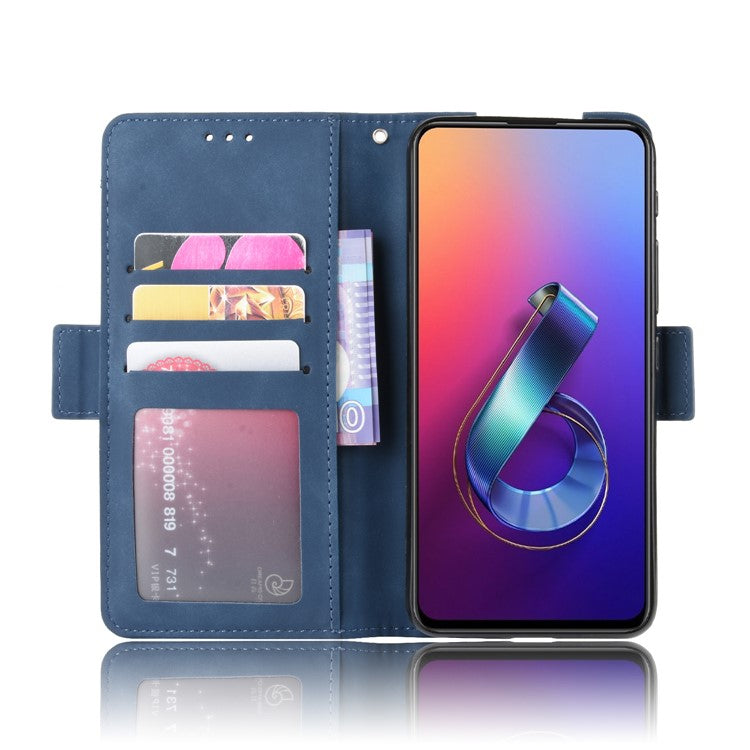 PU Leather Stand Wallet Phone Casing Cover for Asus Zenfone 6 ZS630KL - Blue