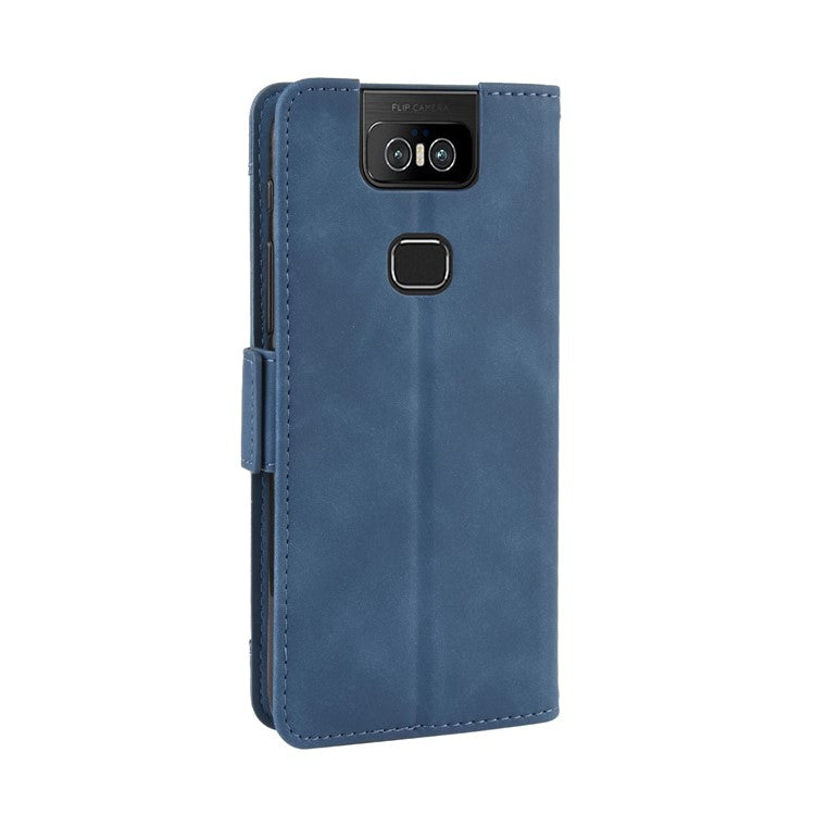 PU Leather Stand Wallet Phone Casing Cover for Asus Zenfone 6 ZS630KL - Blue