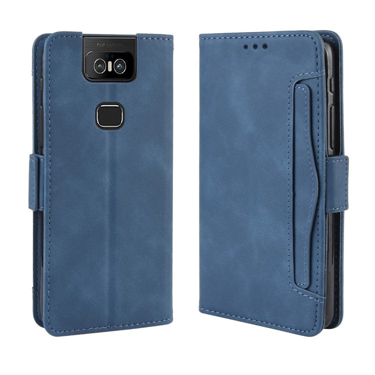 PU Leather Stand Wallet Phone Casing Cover for Asus Zenfone 6 ZS630KL - Blue