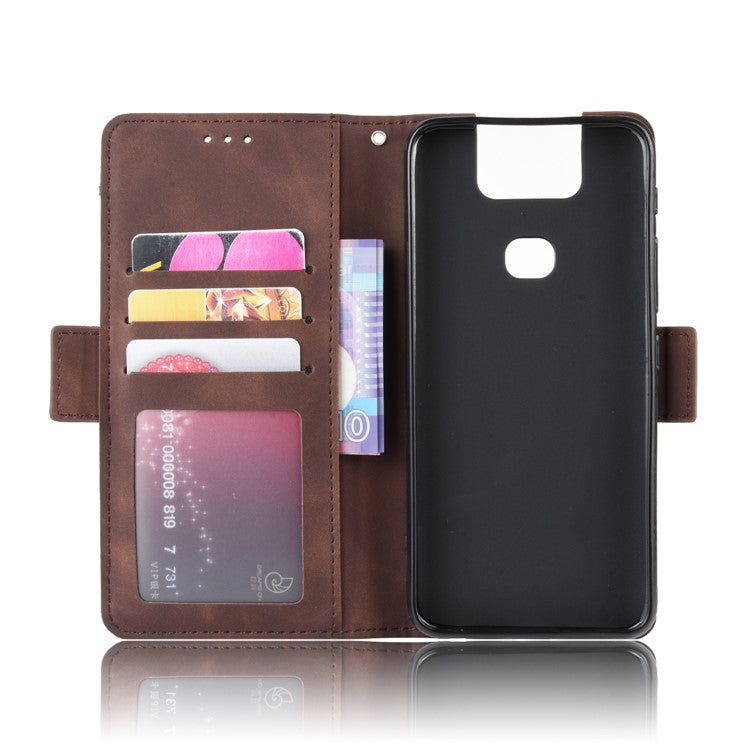 PU Leather Stand Wallet Phone Casing Cover for Asus Zenfone 6 ZS630KL - Brown