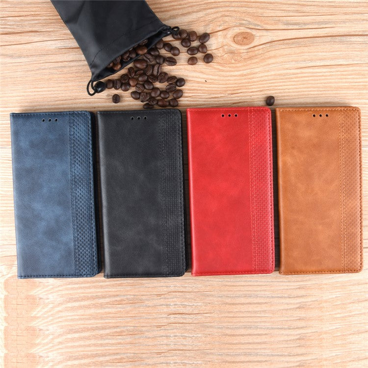 Retro Auto-absorbed PU Leather Wallet Cover Case for Asus ROG Phone II ZS660KL - Blue