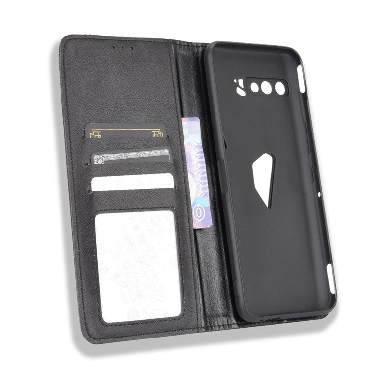 Retro Leather Stylish Phone Shell for Asus ROG Phone 3/ZS661KS/ROG Phone 3 Strix - Black