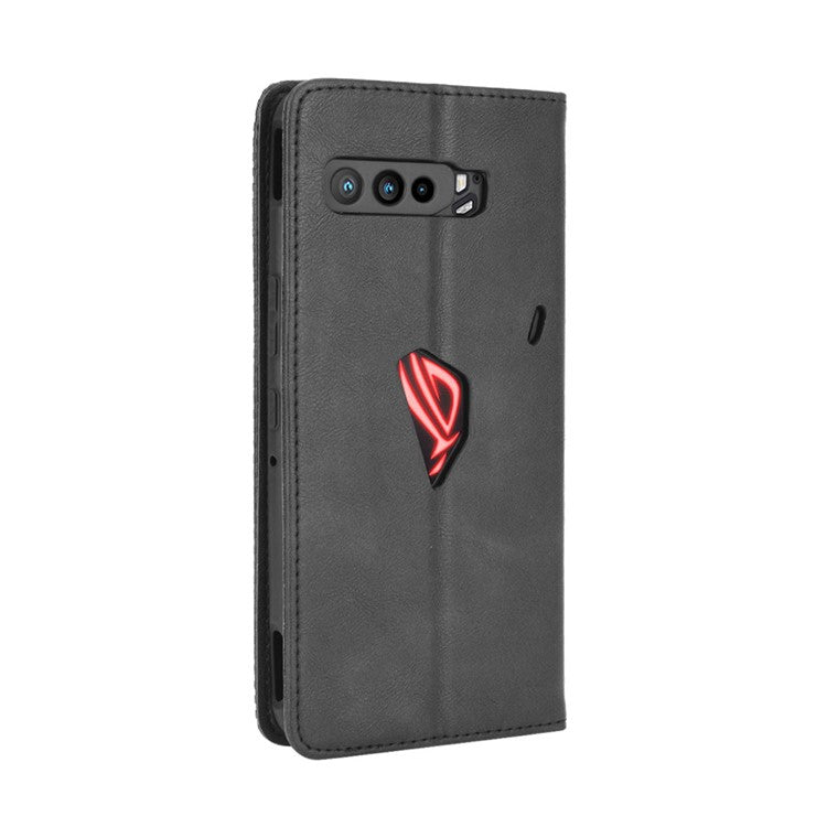 Retro Leather Stylish Phone Shell for Asus ROG Phone 3/ZS661KS/ROG Phone 3 Strix - Black
