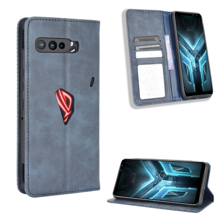 Retro Leather Stylish Phone Shell for Asus ROG Phone 3/ZS661KS/ROG Phone 3 Strix - Blue