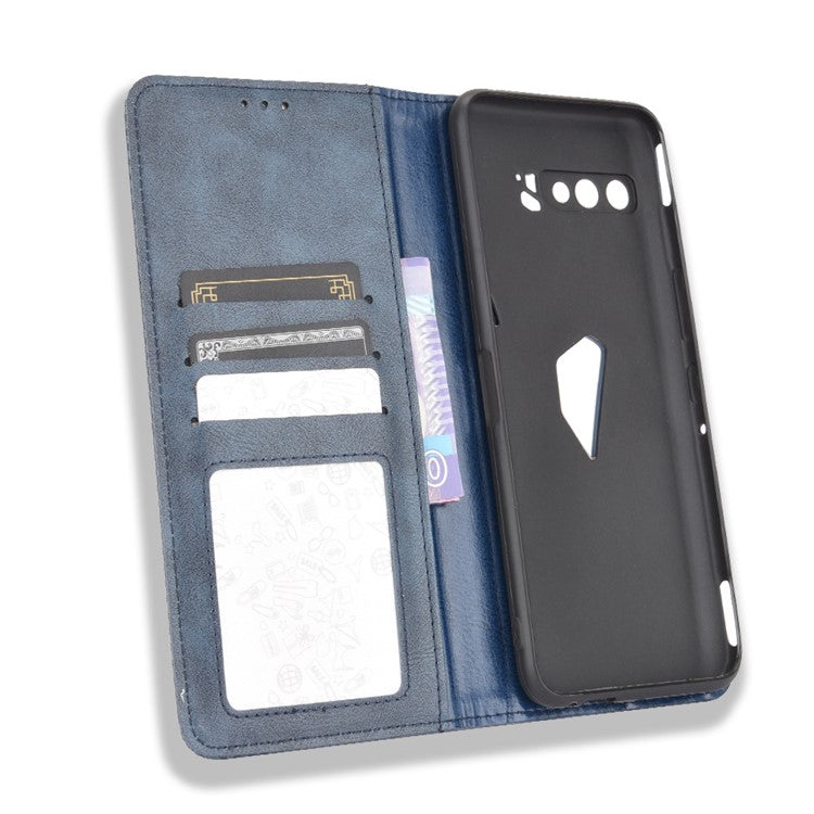 Retro Leather Stylish Phone Shell for Asus ROG Phone 3/ZS661KS/ROG Phone 3 Strix - Blue