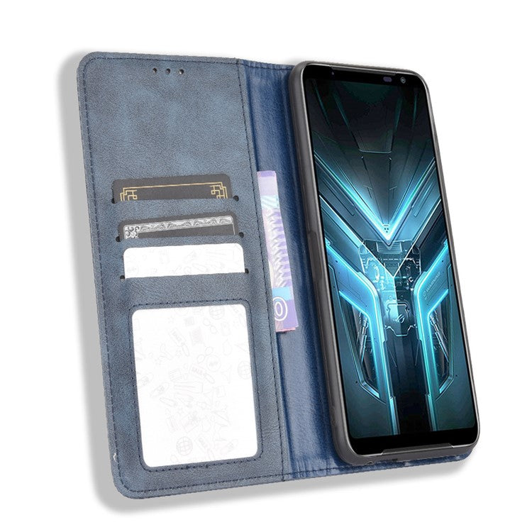 Retro Leather Stylish Phone Shell for Asus ROG Phone 3/ZS661KS/ROG Phone 3 Strix - Blue