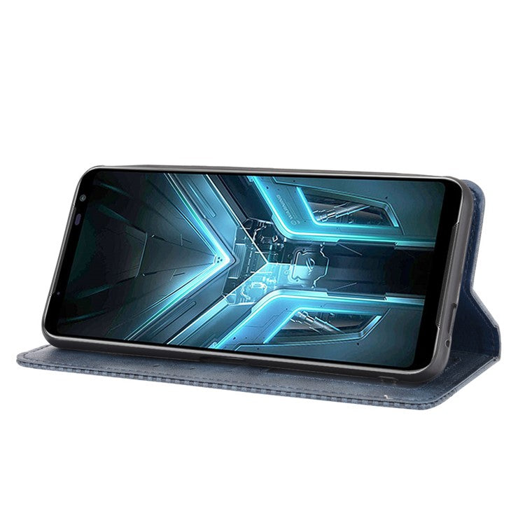 Retro Leather Stylish Phone Shell for Asus ROG Phone 3/ZS661KS/ROG Phone 3 Strix - Blue