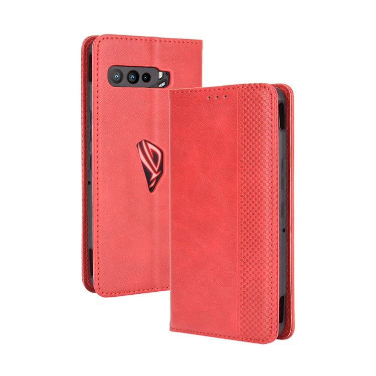 Retro Leather Stylish Phone Shell for Asus ROG Phone 3/ZS661KS/ROG Phone 3 Strix - Red
