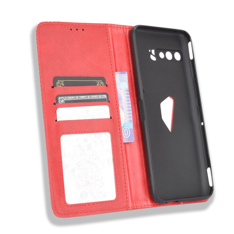 Retro Leather Stylish Phone Shell for Asus ROG Phone 3/ZS661KS/ROG Phone 3 Strix - Red