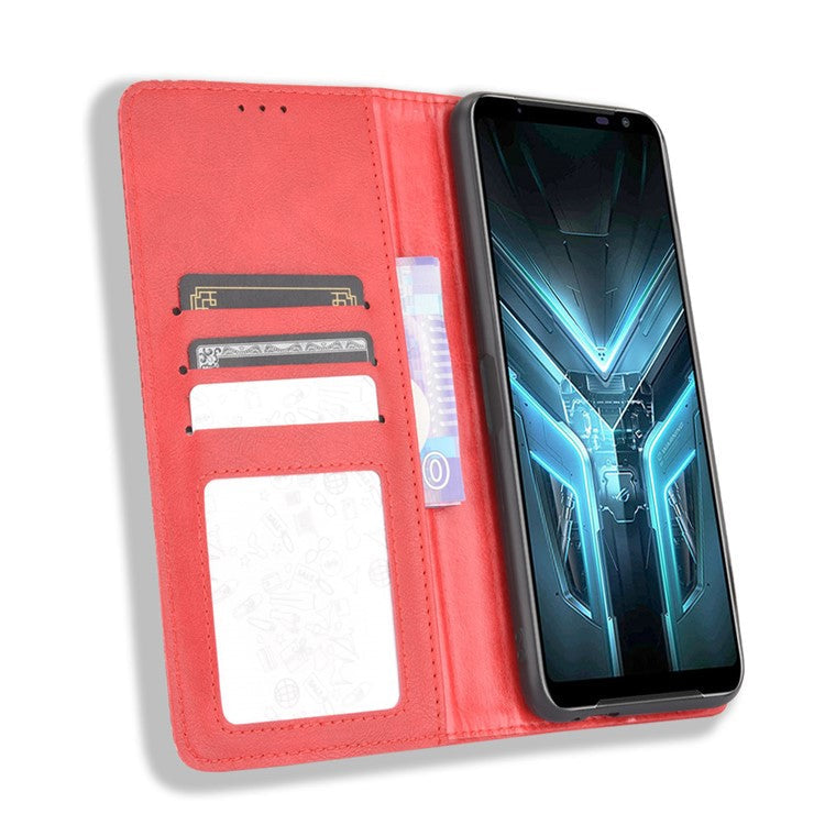 Retro Leather Stylish Phone Shell for Asus ROG Phone 3/ZS661KS/ROG Phone 3 Strix - Red