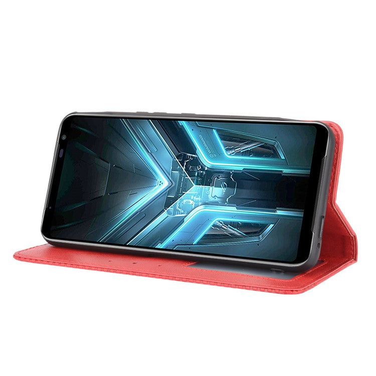 Retro Leather Stylish Phone Shell for Asus ROG Phone 3/ZS661KS/ROG Phone 3 Strix - Red