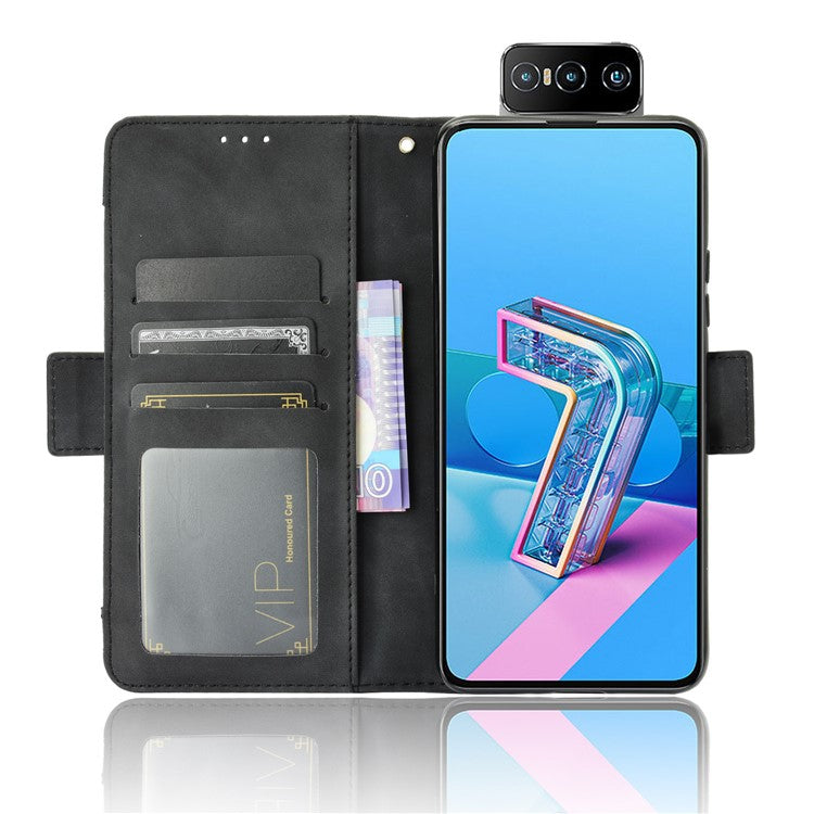 Multi-slot Leather Case Wallet Stand Shell Protector for Asus Zenfone 7 ZS670KS/Zenfone 7 Pro ZS671KS - Black