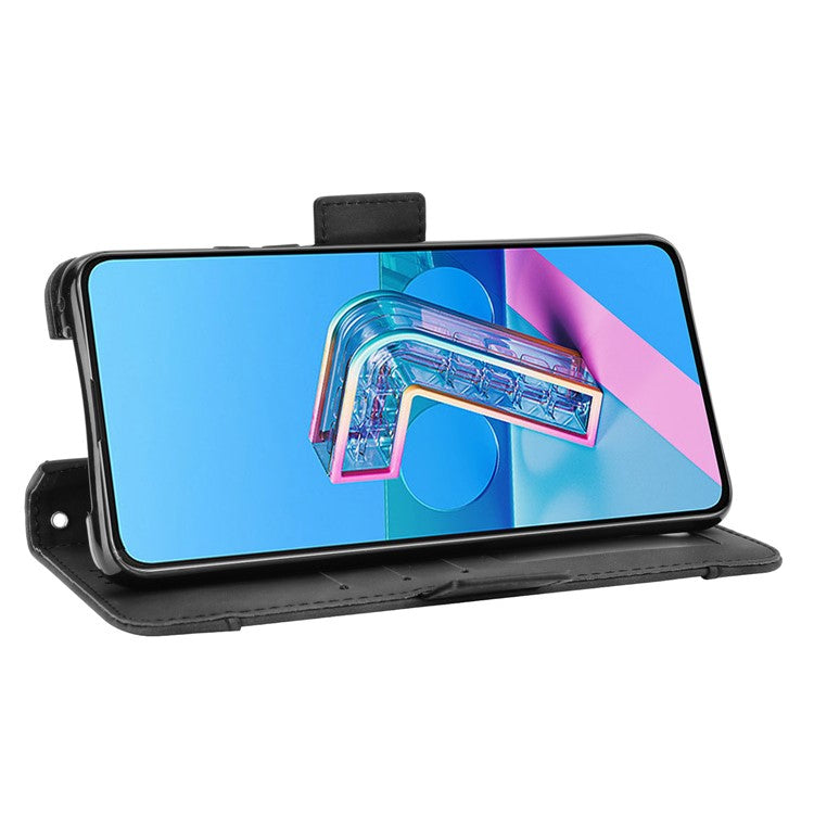 Multi-slot Leather Case Wallet Stand Shell Protector for Asus Zenfone 7 ZS670KS/Zenfone 7 Pro ZS671KS - Black