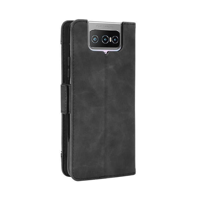 Multi-slot Leather Case Wallet Stand Shell Protector for Asus Zenfone 7 ZS670KS/Zenfone 7 Pro ZS671KS - Black