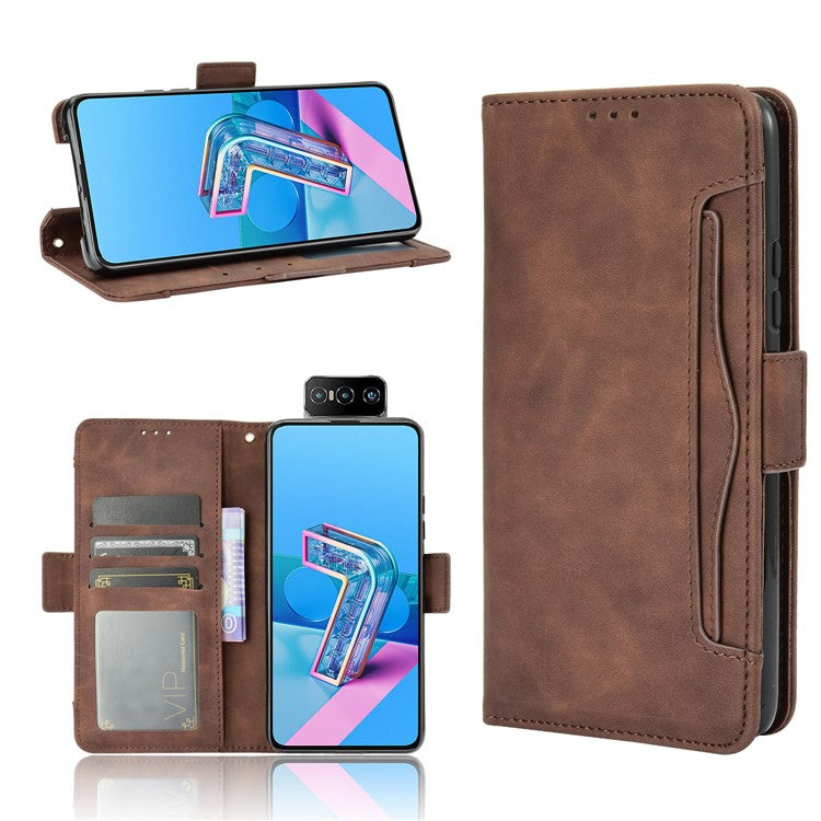 Multi-slot Leather Case Wallet Stand Shell Protector for Asus Zenfone 7 ZS670KS/Zenfone 7 Pro ZS671KS - Brown