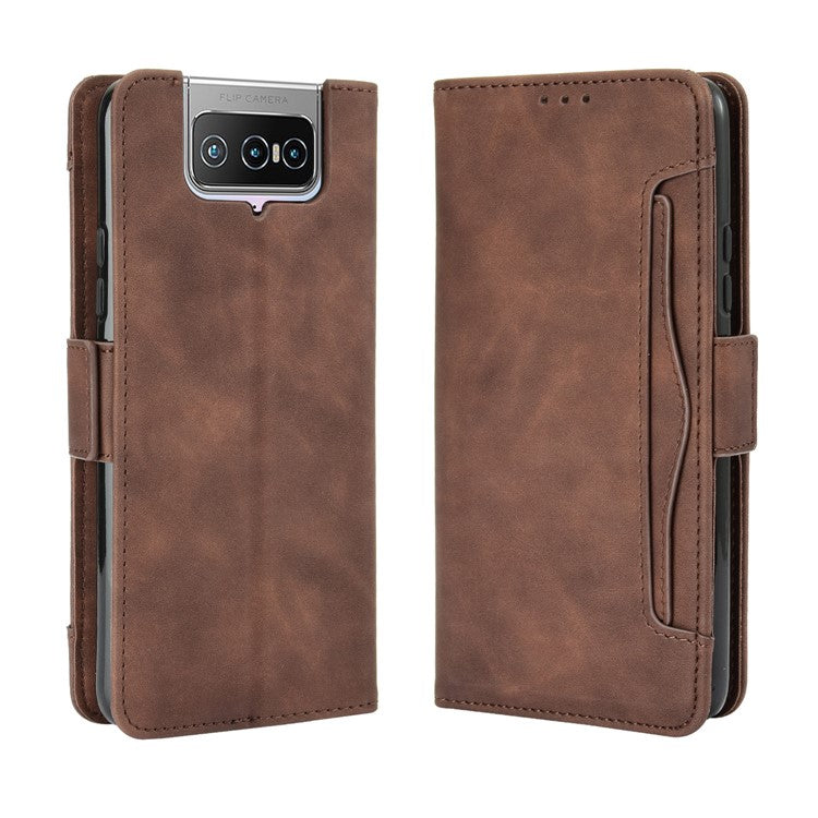 Multi-slot Leather Case Wallet Stand Shell Protector for Asus Zenfone 7 ZS670KS/Zenfone 7 Pro ZS671KS - Brown
