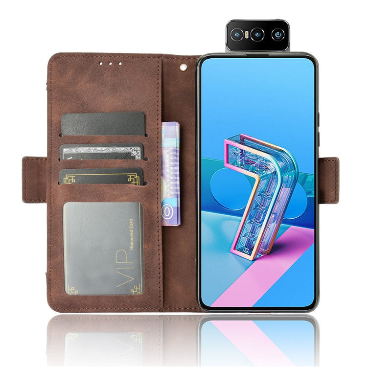 Multi-slot Leather Case Wallet Stand Shell Protector for Asus Zenfone 7 ZS670KS/Zenfone 7 Pro ZS671KS - Brown