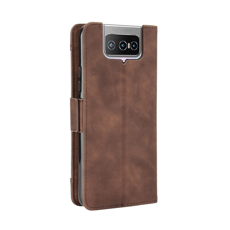 Multi-slot Leather Case Wallet Stand Shell Protector for Asus Zenfone 7 ZS670KS/Zenfone 7 Pro ZS671KS - Brown