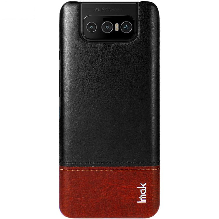 IMAK Ruiyi Series PU Leather Coated PC Shell with Screen Protector for Asus Zenfone 7 ZS670KS/7 Pro ZS671KS -  Black / Brown