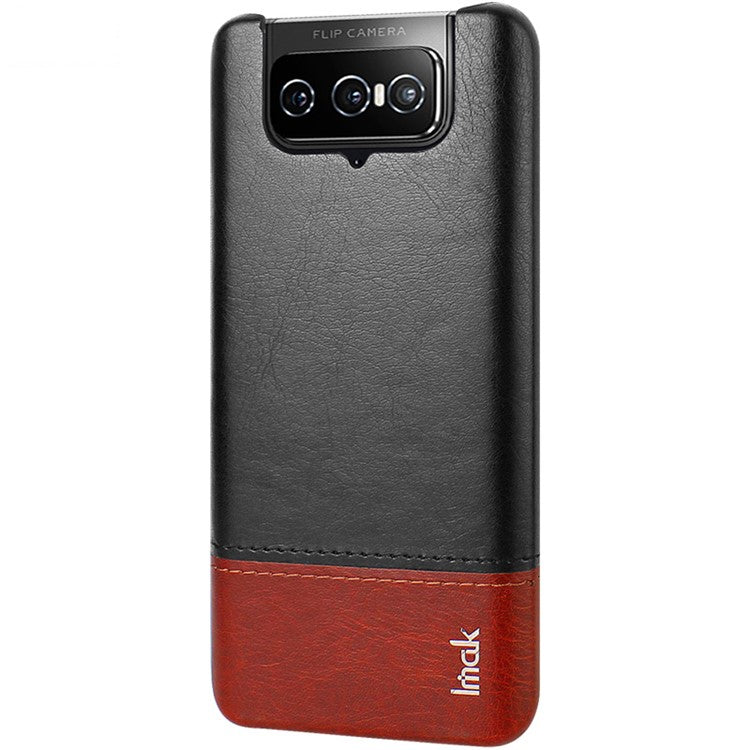 IMAK Ruiyi Series PU Leather Coated PC Shell with Screen Protector for Asus Zenfone 7 ZS670KS/7 Pro ZS671KS -  Black / Brown