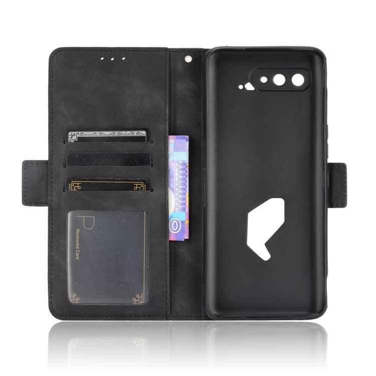 Leather Wallet Protective Case with Multiple Card Slots for Asus ROG Phone 5 - Black
