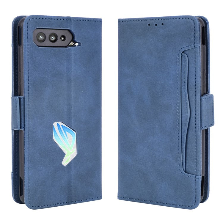 Leather Wallet Protective Case with Multiple Card Slots for Asus ROG Phone 5 - Blue