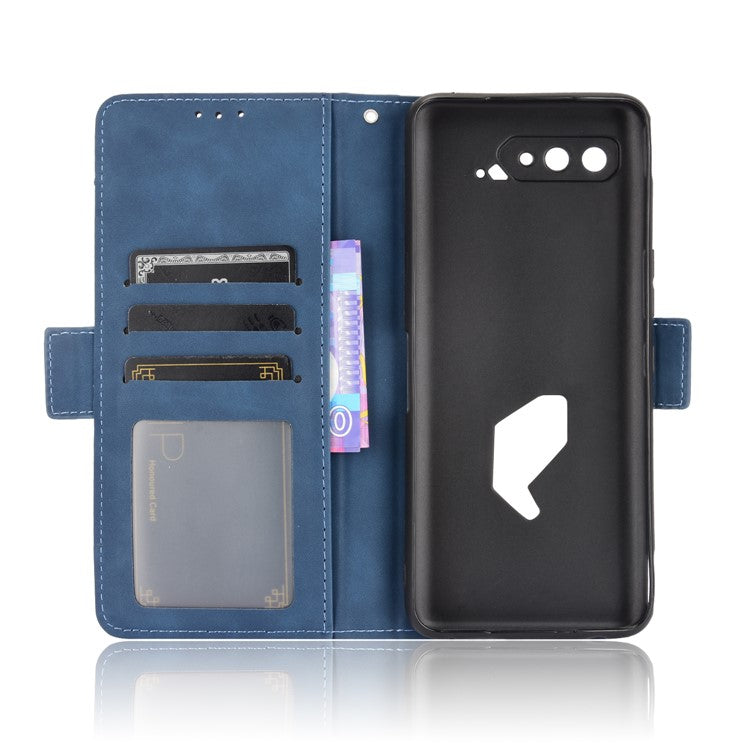 Leather Wallet Protective Case with Multiple Card Slots for Asus ROG Phone 5 - Blue